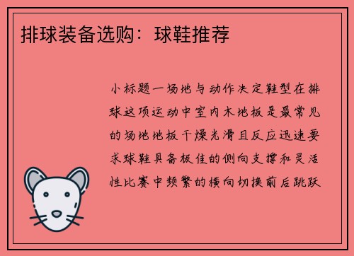 排球装备选购：球鞋推荐